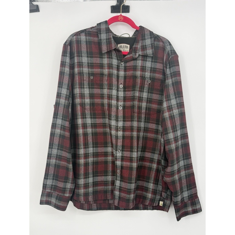 Lake & Trail Men's XL Plaid Button Down Vented Outdoor Hiking Fishing Shirt Gray